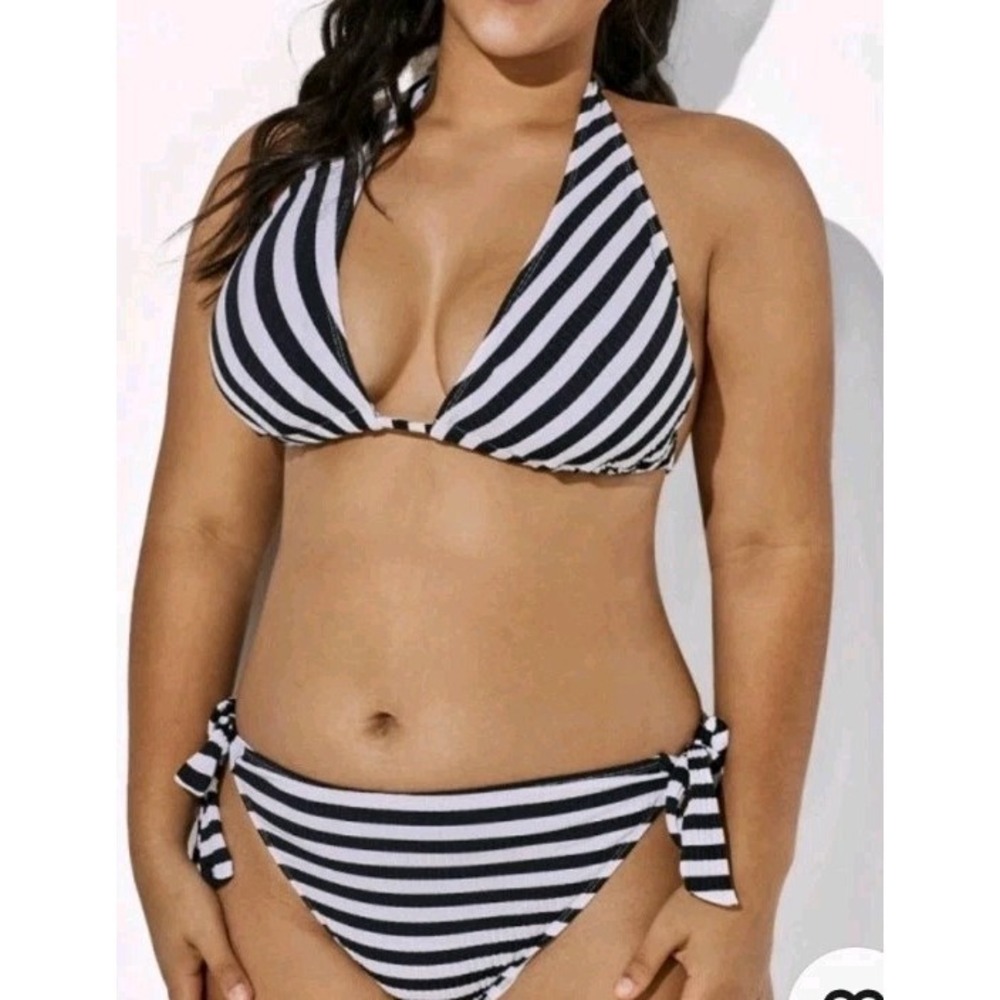 NWT New Womens Meet Curve Bikini Swimsuit Side Tie Bottoms Halter Top 2XL - Picture 1 of 4